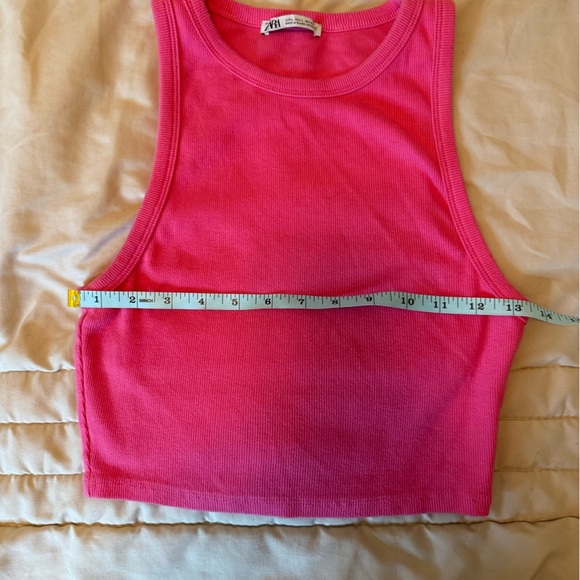 Zara Bright Pink Ribbed Top - Picture 4 of 6